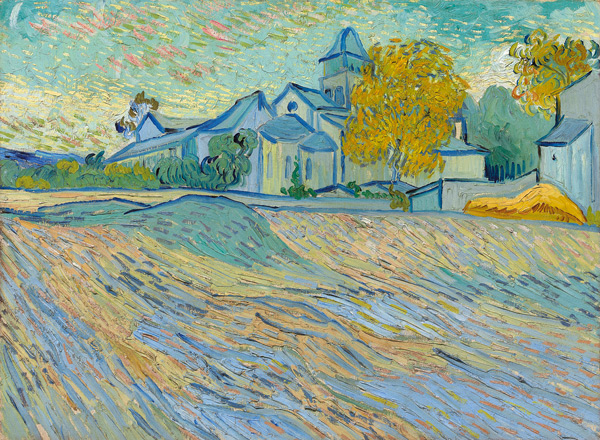 Vue de l'asile et de la Chapelle de Saint-Rémy de Vincent Van Gogh