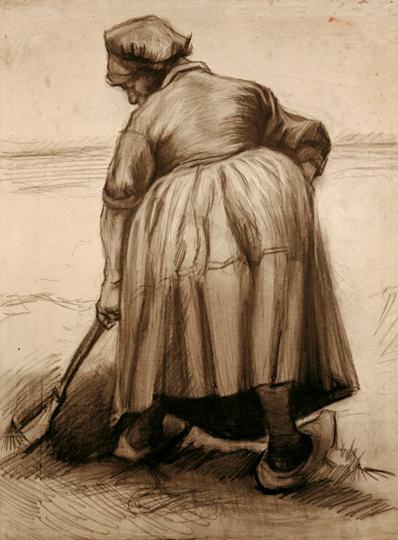 V.van Gogh, Peasant Woman Digging /Draw. de Vincent Van Gogh
