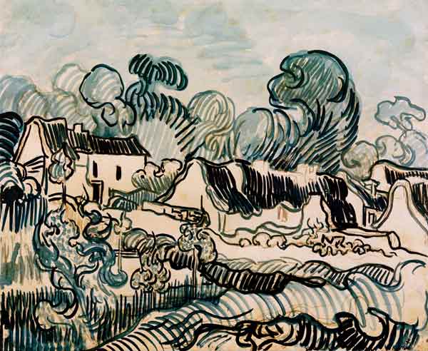 V.v.Gogh, Landscape w.Cottages / 1890 de Vincent Van Gogh