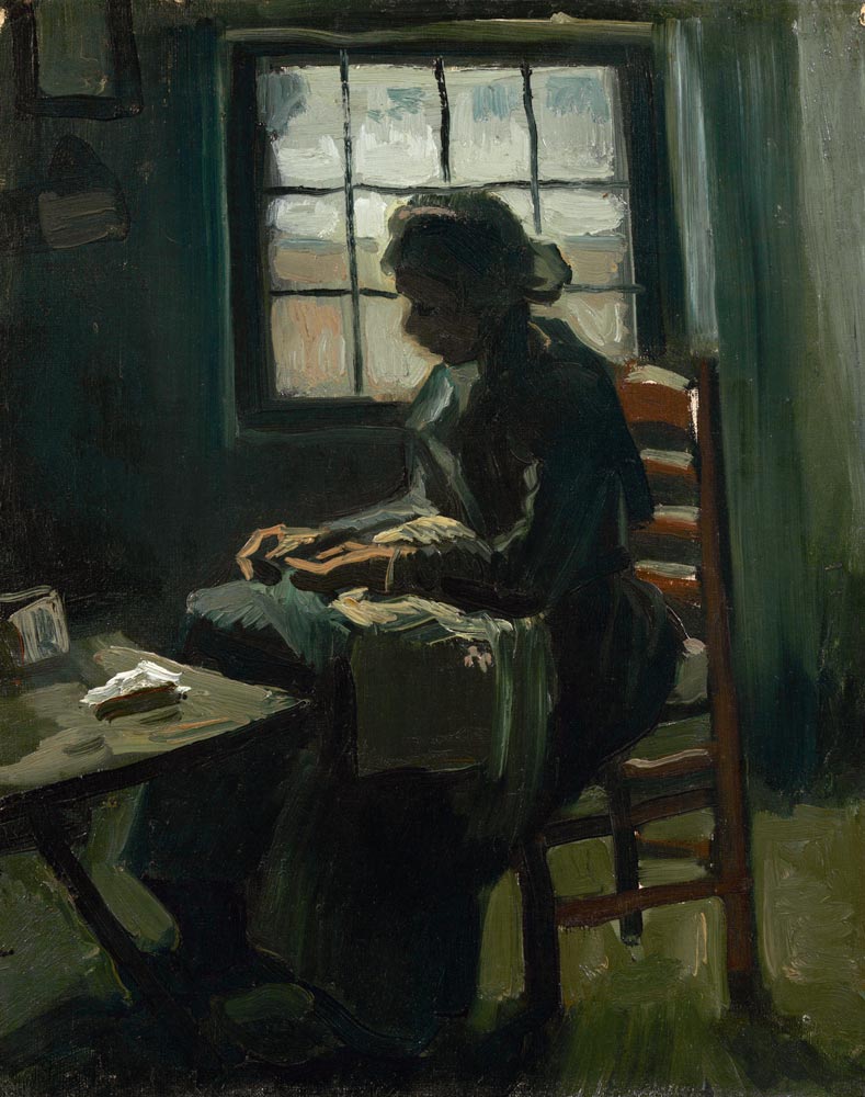 Woman sewing de Vincent Van Gogh