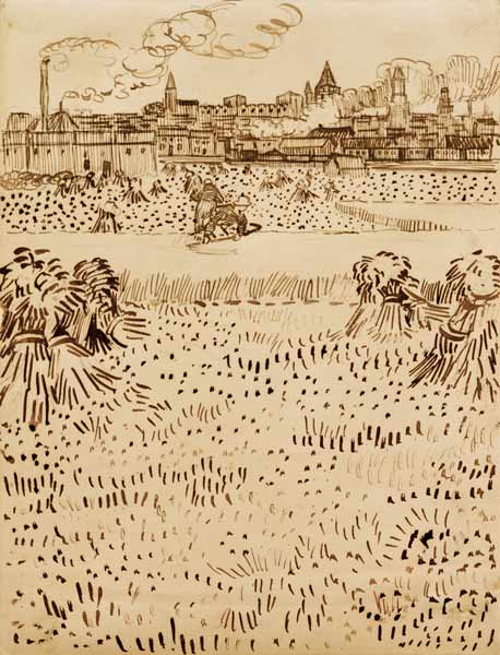 V.v.Gogh, Harvest / Drawing / 1888 de Vincent Van Gogh