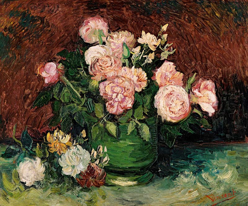 Bowl with peonies and roses de Vincent Van Gogh