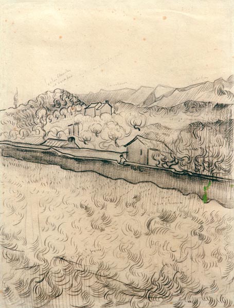 V.V.Gogh, Enclosed Field / Drawing /1890 de Vincent Van Gogh