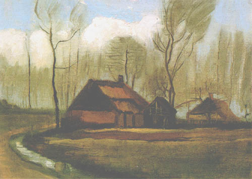 Farmhouse between trees de Vincent Van Gogh