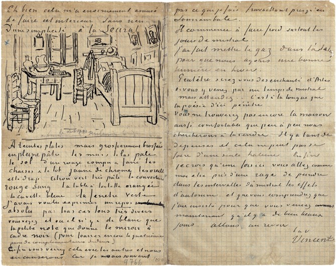 The bedroom, Letter to Paul Gauguin from Arles, Wednesday, 17 October 1888 de Vincent Van Gogh