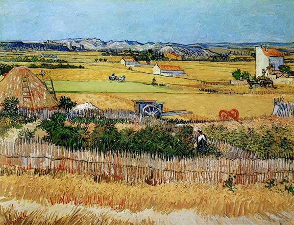 La cosecha, con Montmajour en el fondo de Vincent Van Gogh