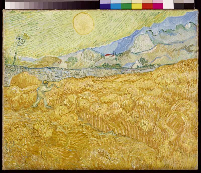Die Ernte, Kornfeld mit Schnitter (La moisson) de Vincent Van Gogh