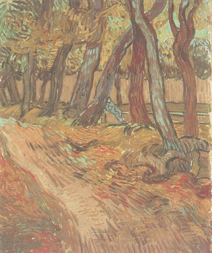 The garden of the hospital Saint Paul with figure de Vincent Van Gogh