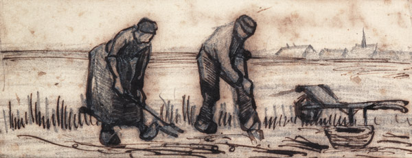 The Potato Harvest, from a Series of Four Drawings Symbolizing the Four Seasons (pencil, pen and bro de Vincent Van Gogh