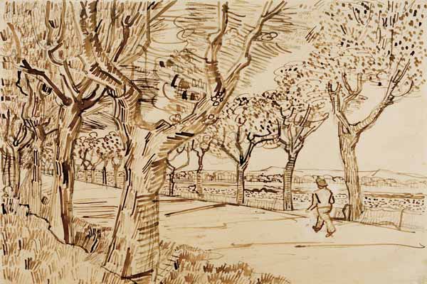 V.v.Gogh, Road to Tarascon /Drawing/1888 de Vincent Van Gogh