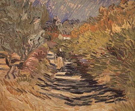 A Road in St. Remy with Female Figures de Vincent Van Gogh