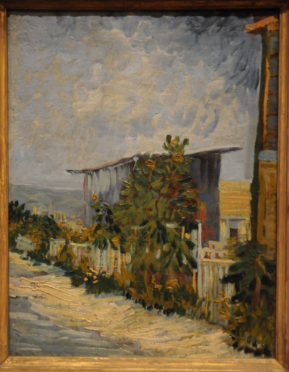 Shed at the Montmartre with sunflower de Vincent Van Gogh