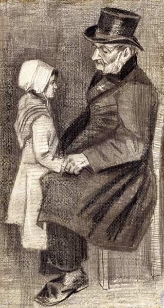 Seated Man with his Daughter, 1882 (black chalk, pencil on de Vincent Van Gogh