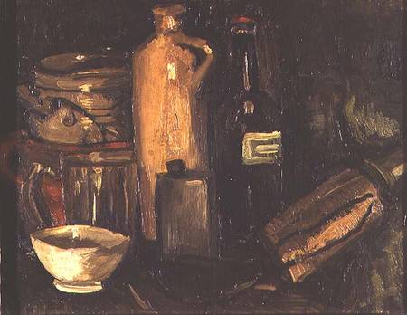 Still life with pots, bottles and flasks de Vincent Van Gogh
