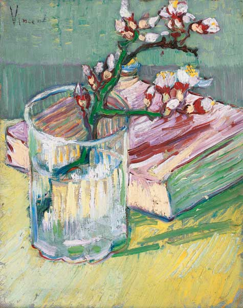 Bodegón con rama de almendro en flor de Vincent Van Gogh