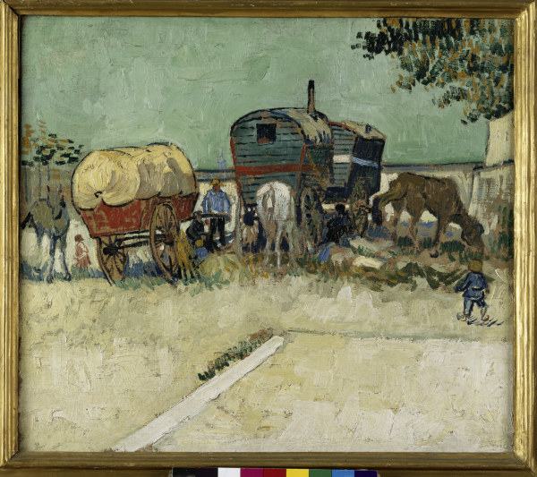 Van Gogh / Gypsy camp, horse-drawn wag. de Vincent Van Gogh