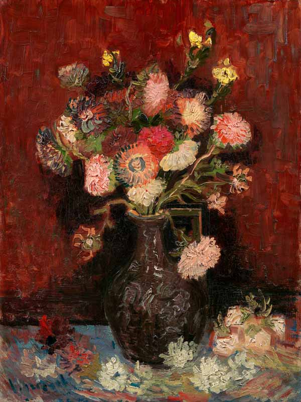 Vase with Chinese asters and gladioli de Vincent Van Gogh