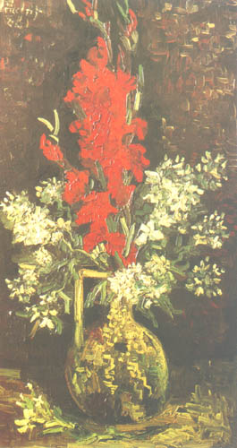 Vase with gladioli and pinks de Vincent Van Gogh