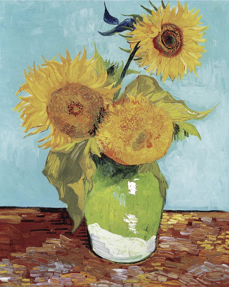 Vase With Three Sunflowers de Vincent Van Gogh