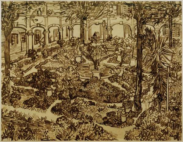 v.Gogh, Courtyard of the Hospital /Draw. de Vincent Van Gogh