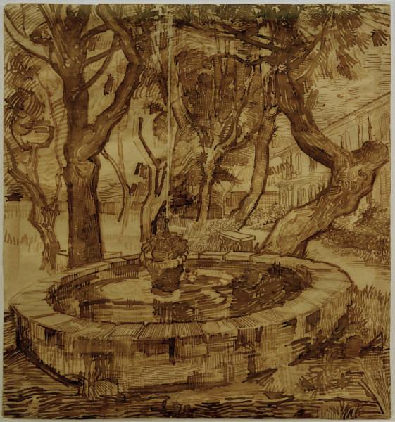 v.Gogh, Fountain in the Asylum / Draw. de Vincent Van Gogh