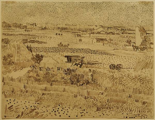 V.v.Gogh, Harvest, La Caru /Draw./ 1888 de Vincent Van Gogh