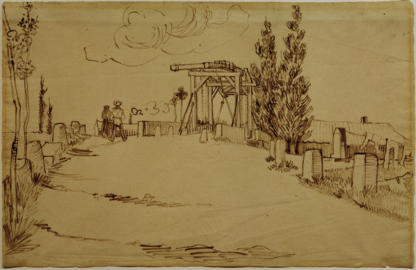 V.v.Gogh, Langlois Bridge /Drawing/ 1888 de Vincent Van Gogh