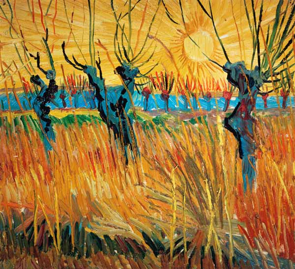 Pollarded Willows and Setting Sun de Vincent Van Gogh