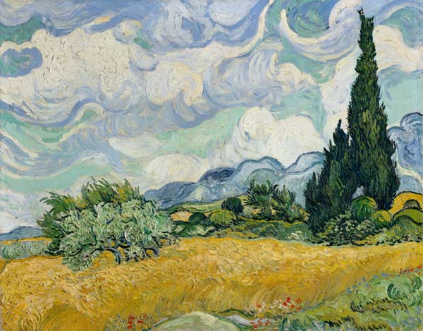 Campo de trigo con cipreses de Vincent Van Gogh