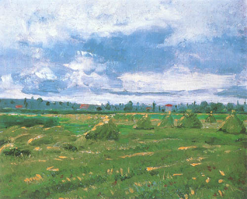 Wheat field with mower de Vincent Van Gogh