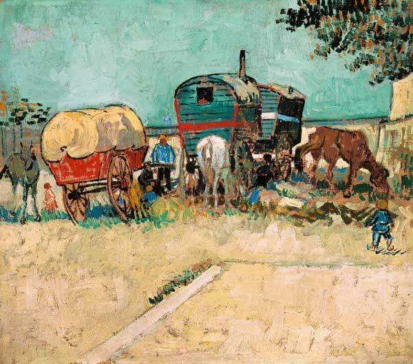 The Caravans, Gypsy Encampment near Arles de Vincent Van Gogh