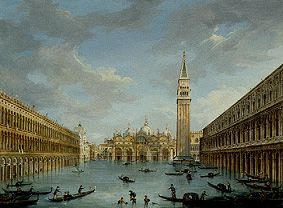 The Markusplatz in Venice at high water de Vincenzo Chilone