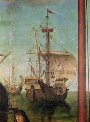 The Meeting and Departure of the Betrothed, from the St. Ursula Cycle, detail of a ship, 1490-96 (oi de Vittore Carpaccio