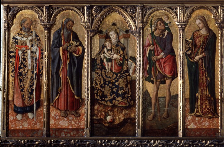 Madonna and Child with Saints (Polyptych, five separate panels) de Vittore Crivelli