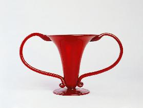 Dragonfly cup in red glass