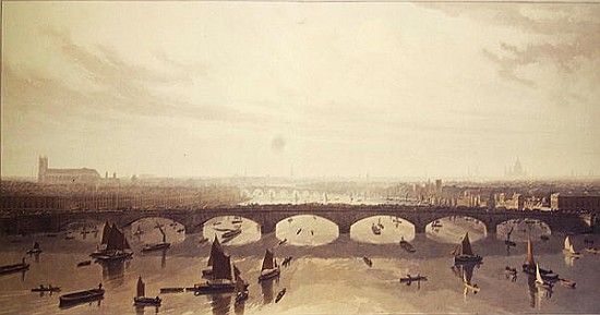 View of the Bridge now building over the Thames at Vauxhall de W Daniel
