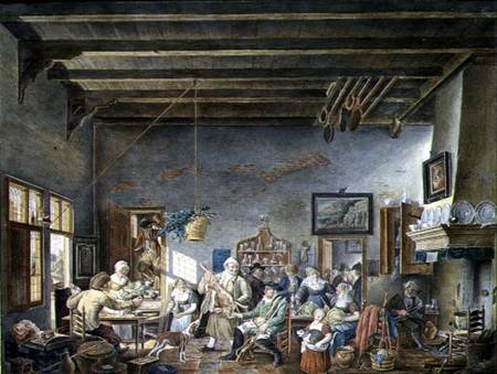 A Dutch Tavern Interior (after a painting by Johannes Petrus van Horstock) (1745-1825) 1824 de W. Jansens