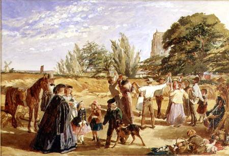 A Harvest scene in Norfolk: sketch for 'Hello Largesse' de W. M Egley