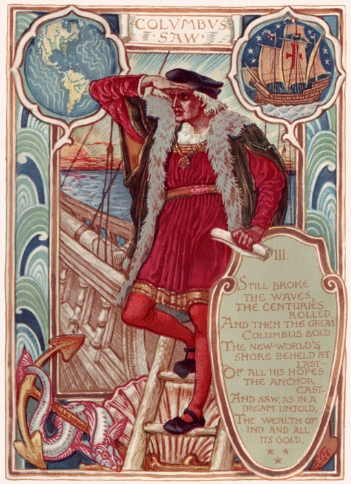 Christopher Columbus. From: Columbia's Courtship: A Picture History of the United States de Walter Crane