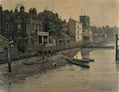 A Thames View Showing the Adam and Eve Tavern in Chelsea de Walter Greaves