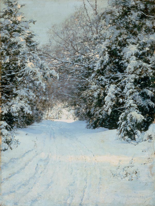 Snow-covered woodland path de Walter Launt Palmer