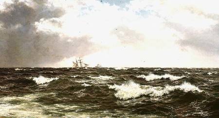 Seascape with Ships in Mid Channel de Walter Shaw