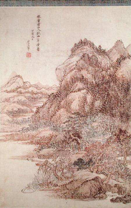Autumn Mountains (pen & ink on paper) de Wang-Huei