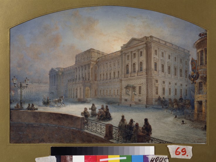 View of the Mariinsky palace in Winter de Wassili Sadownikow