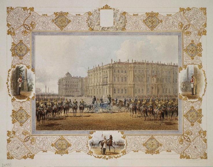 Review of the Horse-Guardsmen Regiment in Front of the Winter Palace de Wassili Sadownikow