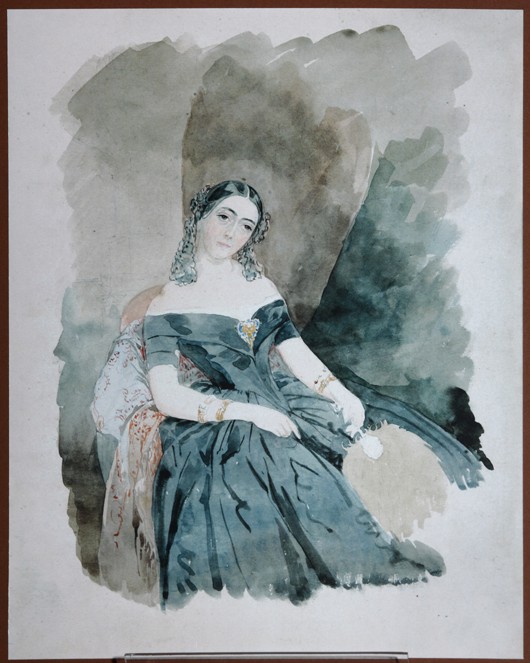 Portrait of Leonilla Ivanovna Baryatinskaya, Princess zu Sayn Wittgenstein (1816-1918) de Wassili Sadownikow