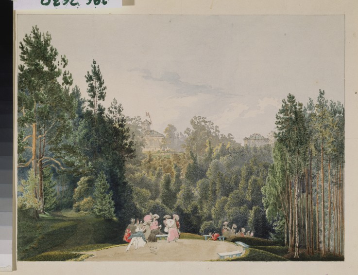 Scene in a park de Wassili Sadownikow
