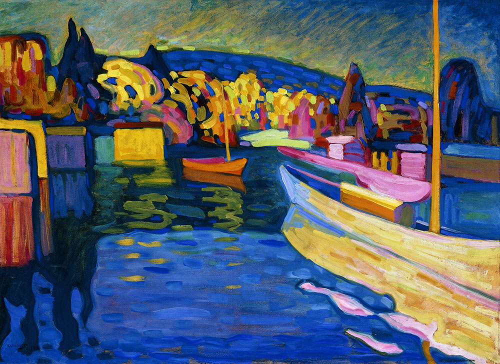 Paisaje otoñal con barcos  de Wassily Kandinsky