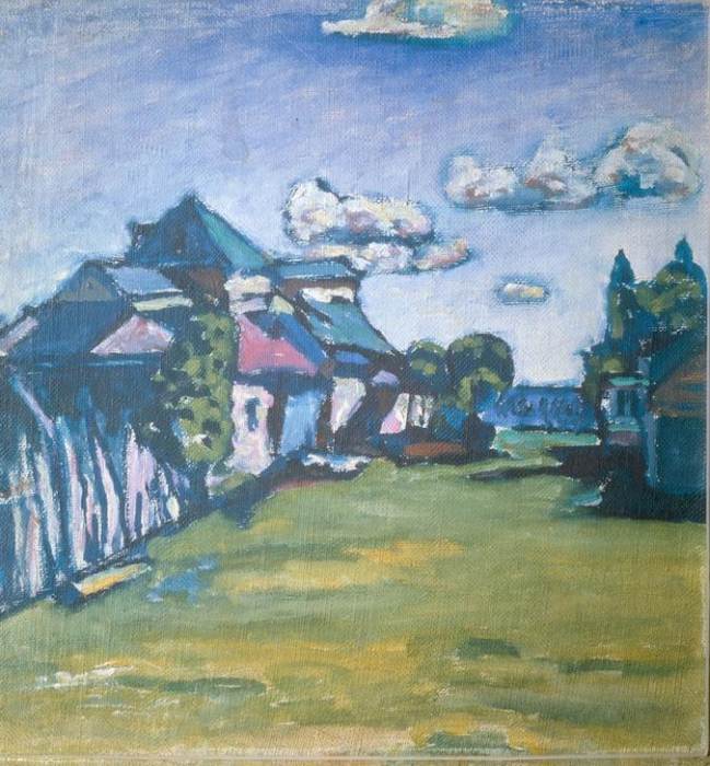 Landscape with buidlings de Wassily Kandinsky
