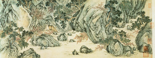 The Journey to the 'Land of the Immortals' detail of 'The Peach Blossom Spring' from a poem entitled de Wen  Zhengming